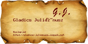 Gladics Juliánusz névjegykártya